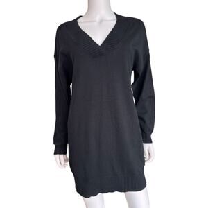 NEW STEVE MADDEN Black Viscose V-Neck Pullover Sweater Dress Size XS